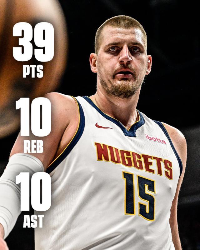 bob半岛体育-赛季第30次三双创队史！约基奇带伤复出轰39+10+10